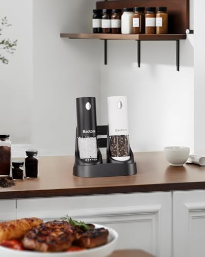 Electric Salt and Pepper Grinder Set with Dual Charging Base