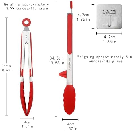 Kitchen Tongs with Silicone Tips 12-9Inch, Red