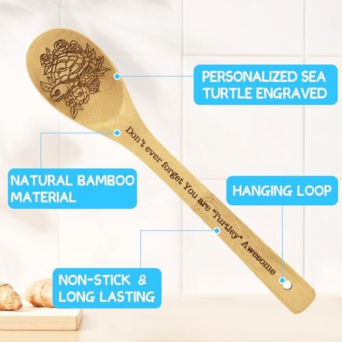 Sea Turtle Gifts for Women 6PCS Unique Sea Turtle Print Bamboo Spoons