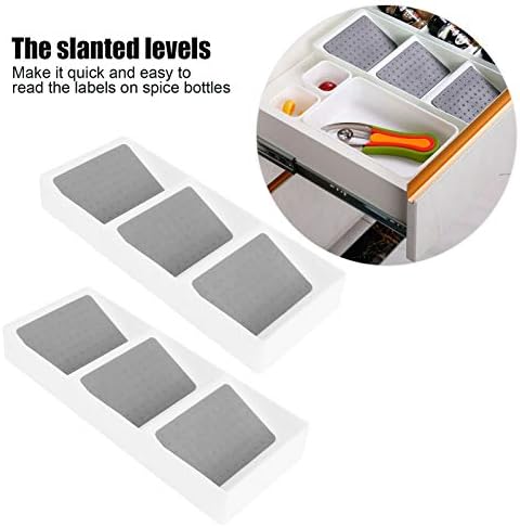 2PCS Spice Drawer Organizer 3 Tier Non-Slip Silicone Seasoning Jars