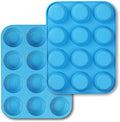 homEdge 12-Cup Silicone Muffin Pan, Pack of 2 Non-Stick Muffin Molds