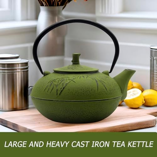 Cast Iron Tea Kettle with Infuser, 2500ml, Green