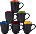 Lifecapido Set of 6 Modern Black Ceramic Coffee Mugs, 16 Ounce