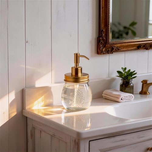 Amolliar Mason Jar Liquid Soap Dispenser Pump, Lotion Soap Pump Gold