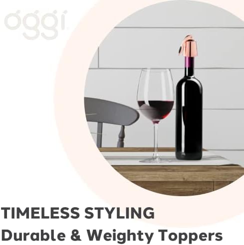 OGGI Bottle Stopper Set of 2 - Copper Plated Wine Topper Set - Stylish