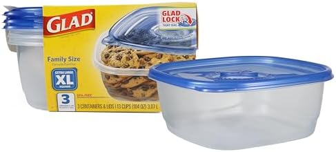 Glad GladWare XL Square Food Storage Containers, 104 Oz, 3 Count