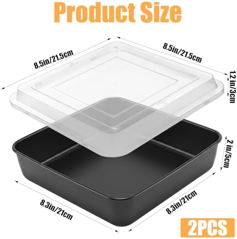 8x8 Baking Pan with Lid 2Pcs Stainless Steel Square Cake Pan for