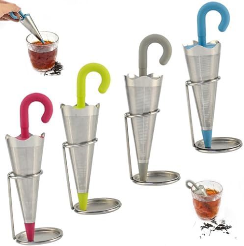 Umbrella Tea Infuser 4PCS Reusable Cute Tea Diffuser with Drip Tray