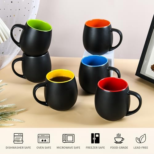 BYCNZB 20oz ceramic Coffee Mug Sets Matte Black Porcelain Mug Multiple