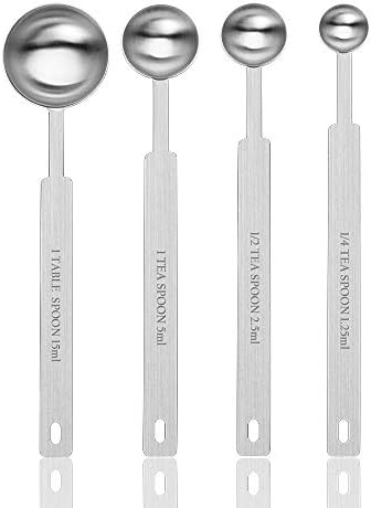 7 Inches Long Handle Measuring Spoons Set, Premium Stainless Steel