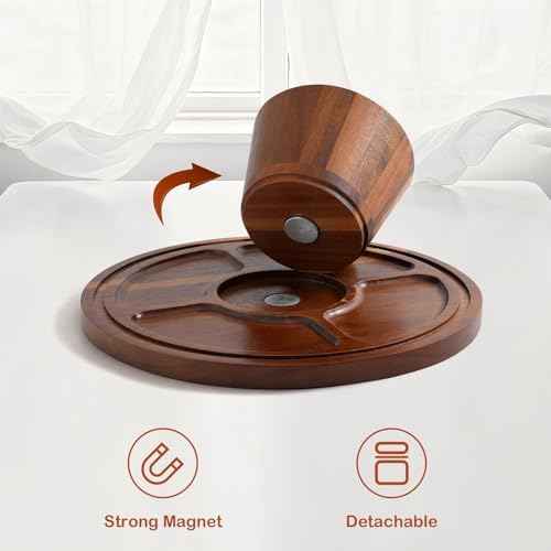 Acacia Wood Cake Stand with Glass Lid–12" Magnetic Base for