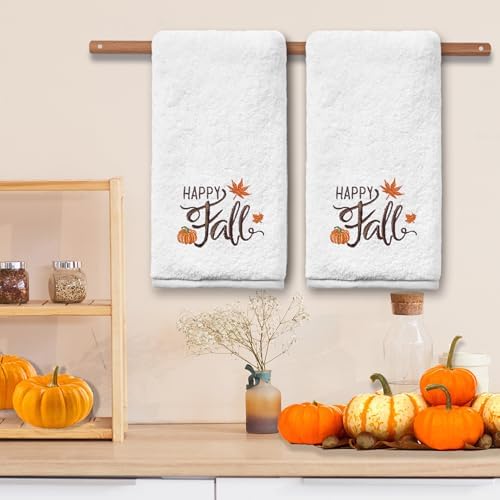Fall Hand Towels for Bathroom Set of 2, Pumpkin Bathroom Decor