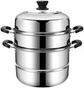 11.8inch Steam Pots with 3pcs Steamer Liners and Kitchen gripper 3-tier Stainless Steel Steamer Pot with Lid for Cooking Multipurpose Vegetable, Dumpling, Stock, Sauce