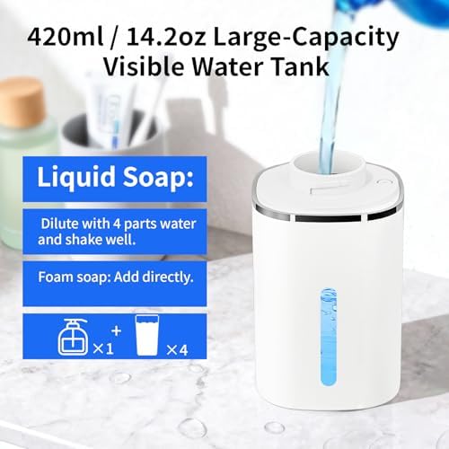 Automatic Foaming Soap Dispenser, USB Rechargeable (White, Foaming)