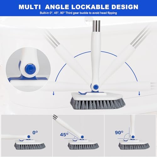 Tile Tub Scrubber Brush with 52-inch Adjustable Long Handle 3-in-1