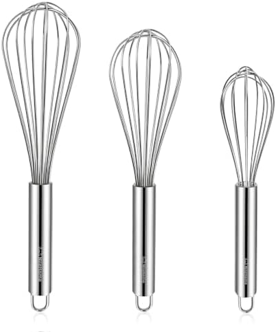 NileHome 3-Pack Stainless Steel Whisk Set, Kitchen Utensils for