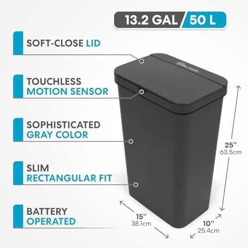 SIMPLI-Magic 13.2 Gallon Sensor Trash Can, Gray