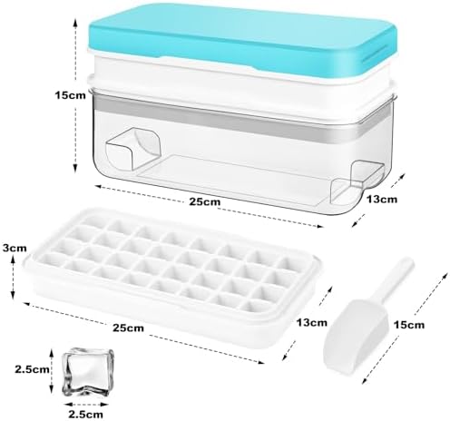 Ice Cube Tray with Lid and Bin, ZZWILLB 64 pcs Ice Trays for Freeze