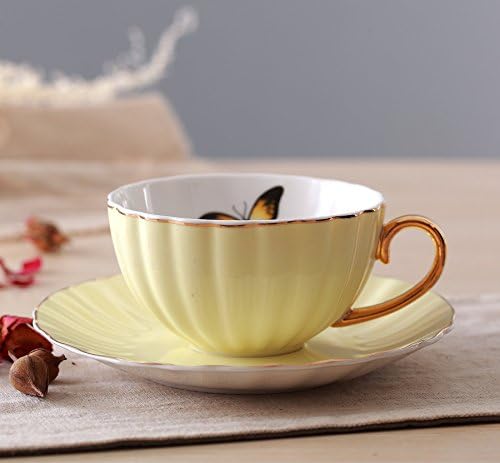 Jusalpha 4 Pcs Elegant Multi Color Tea Cup and Saucer Set with Spoons