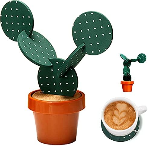 Cactus Coasters Set for Drinks of 6 Pieces,Funny Coasters Cactus Gift