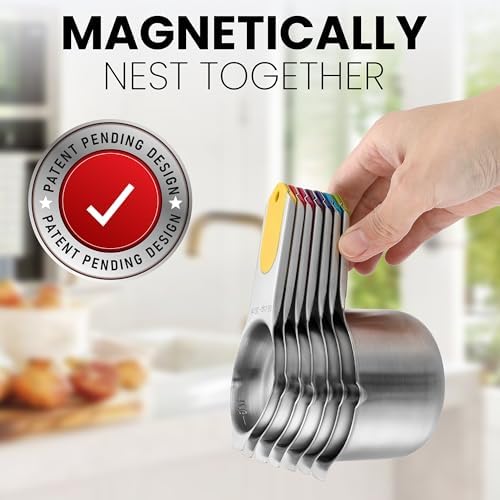 Spring Chef Stainless Steel Magnetic Measuring Cups, Set of 7 & Heavy