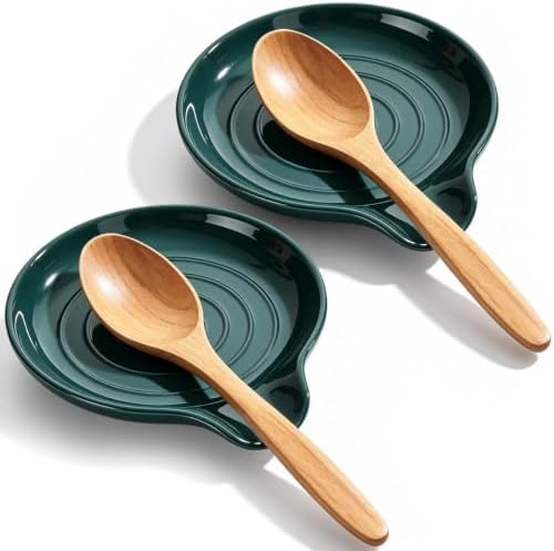 Kyraton Spoon Rest for Stove Top Set of 2, Plastic Heat-Resistant