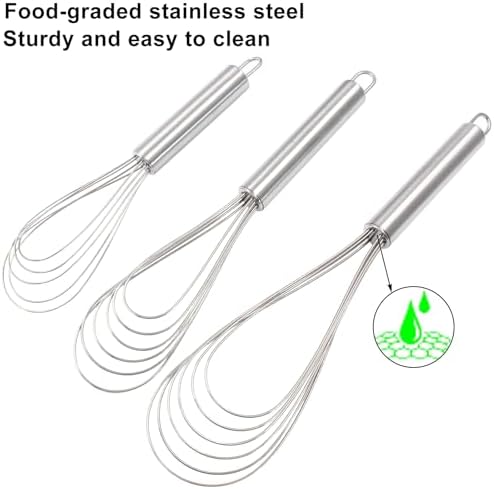 3 Pcs Kitchen Flat Whisk Set, Stainless Steel