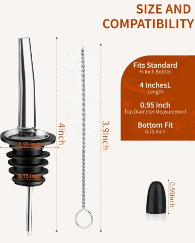 72 Pack Stainless Steel Liquor Pour Spouts with Dust Caps for Bars