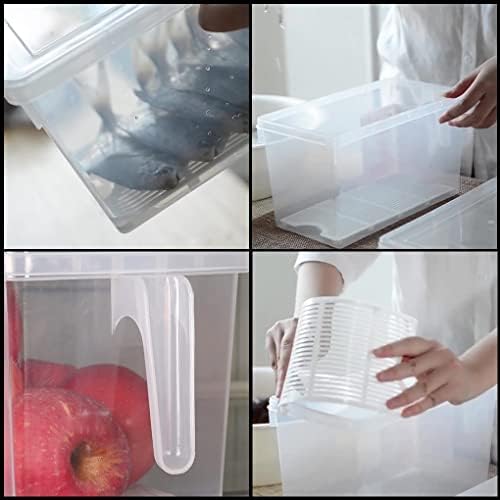 Sooyee Produce Saver Containers, 5L x 4, with Drain Tray