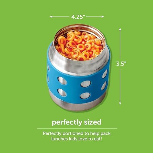 LunchBots Thermal 8 oz Insulated Stainless Food Jar Aqua Dots