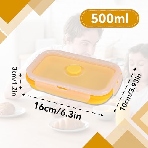 2PCS 500ml Collapsible Tupperware, Food Storage Containers with Lids