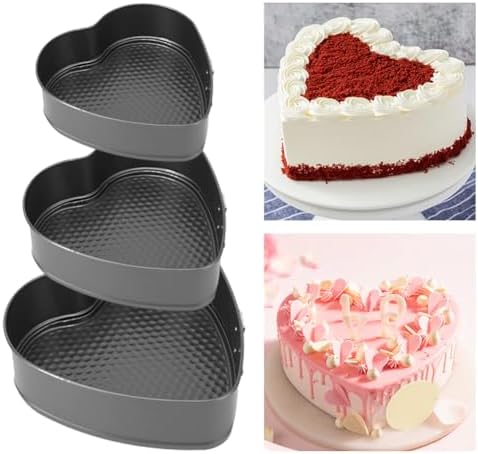 3pcs Heart Shaped Springform Cake Pans, Non Stick Cheesecake Pans Set