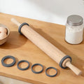 Long Adjustable Wood Rolling Pin: 21.1 Inch Rolling Pin with Thickness