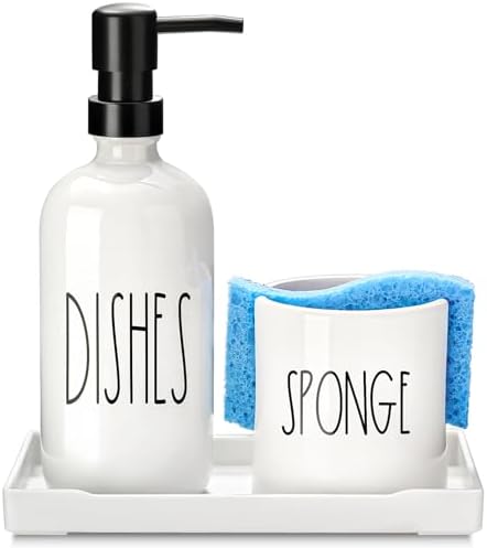 Dish Soap Dispenser for Kitchen, Ceramic Dish Soap Dispenser with