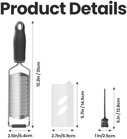 Cheese Grater, Lemon Zester, Fine Cheese Grater with Handle, Width