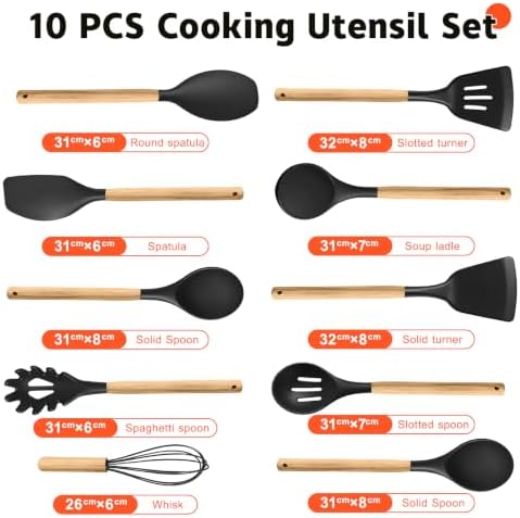 Silicone Cooking Utensil Set,10 PCS Cooking Kitchen Utensils Set