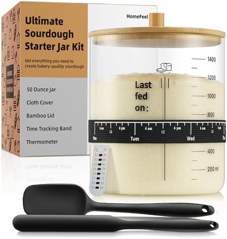 HomeFeel 50 oz Glass Sourdough Starter Jar