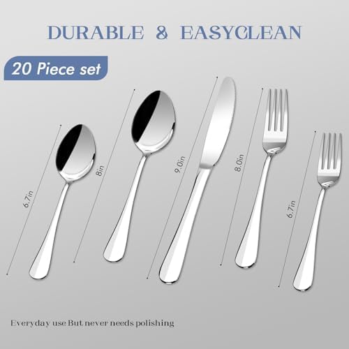 Stainless Steel Silverware Set for 8 with Fork Knife Spoon,40 Piece