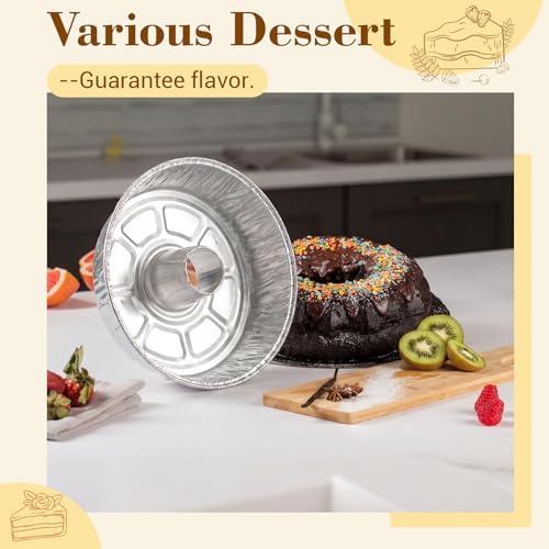 Zhehao 20 Pcs Aluminum Foil Angel Food Cake Pan with 2 Cake Spatulas
