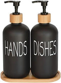 Glass Hand and Dish Soap Dispenser Set, Matte Black