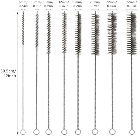 8 Pcs Tube Cleaning Brush Set, Stainless Steel & Brass Wire Brushes