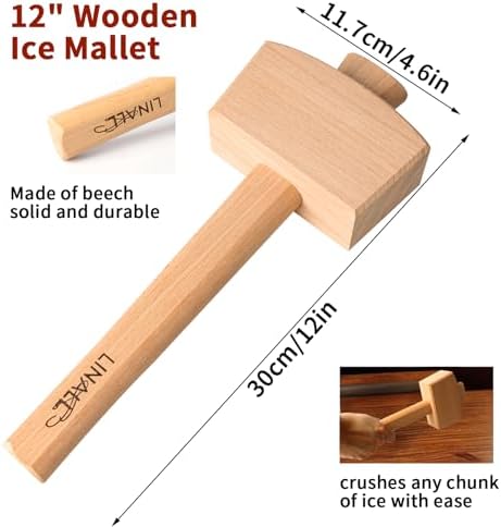 Lewis Bag and Ice Mallet - Wood Hammer and Lewis Bag for Crushed Ice