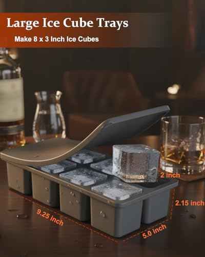 Large Silicone Ice Cube Trays with Lids, ZDPMK 3 Pack Large Ice Cube