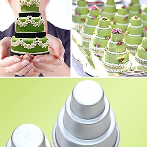 3-Tier Round Cake Molds Aluminum Cupcake and Pudding Baking Pan Set of