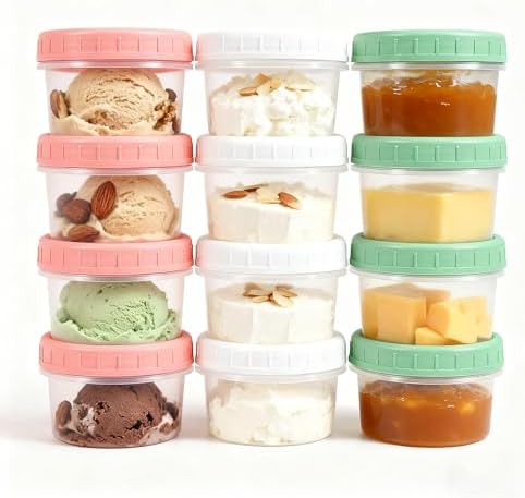 Food Storage Containers, 12 Pack 4 oz Freezer Storage Containers with