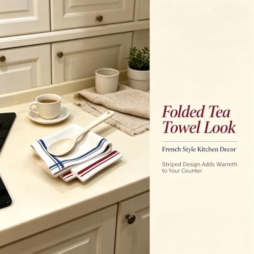Ceramic Stove Top Spoon Rest, Towel Shaped Kitchen Counter Utensil