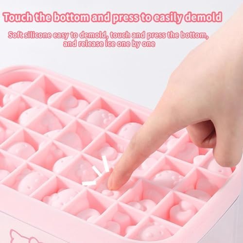 Ice Tray with Lid and Bin and Ice Scoop, Cartoon Silicone Ice Molds