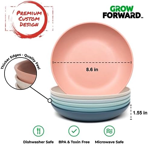 Grow Forward Premium Wheat Straw Pasta Bowls - 30oz Unbreakable Wide &