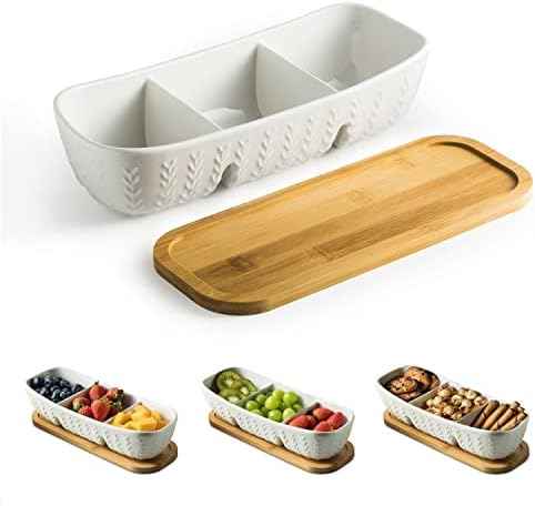 Miamolo Chip and Dip Set Bowl with Divided Serving Tray, Hosting Essentials