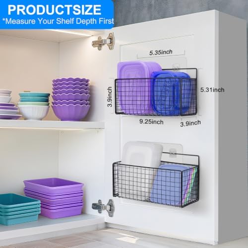 2 Pack Large Adhesive Kitchen Cabinet Door Organizer - Lid Organizer